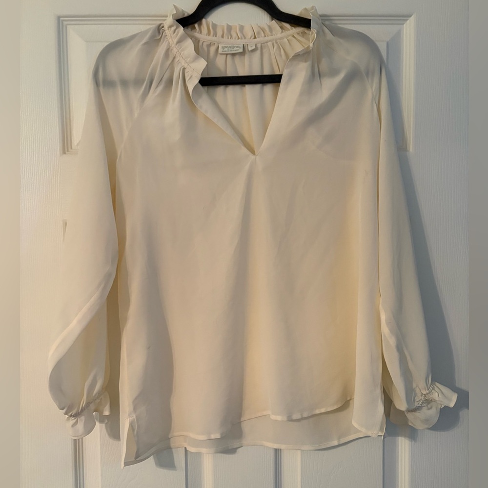 Spartina 449 Cream Silk Blouse Size Small